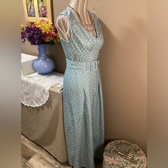 NEW VINTAGE ELEGANT BABY Blue W/Polka Dots JUMPSUIT. - Picture 3 of 16